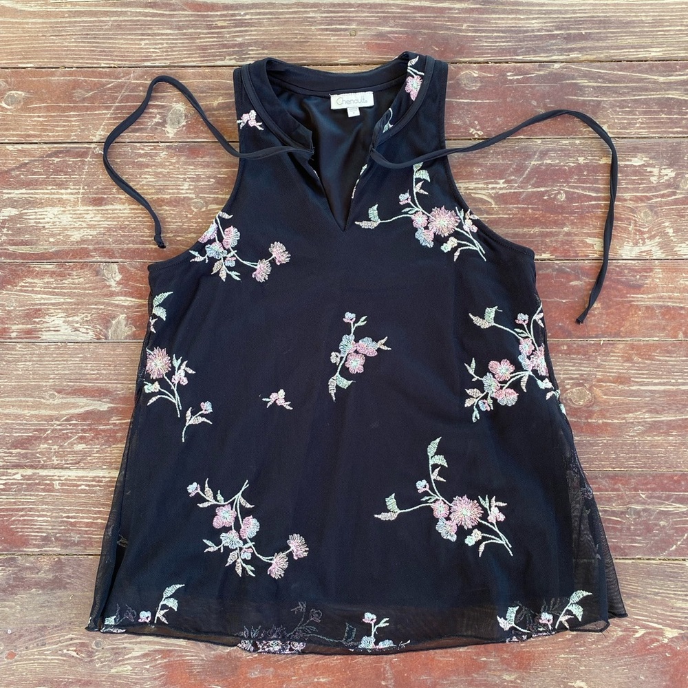Bundle 3 for 50% off Chenault 1990s Style Embroidered Mesh Top